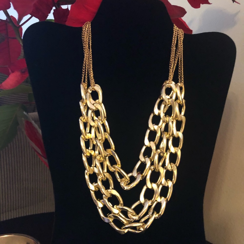 Golden Platted Multilayer Necklace